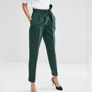 ASOS Woven Peg Pants with Obi Tie Green Size 4